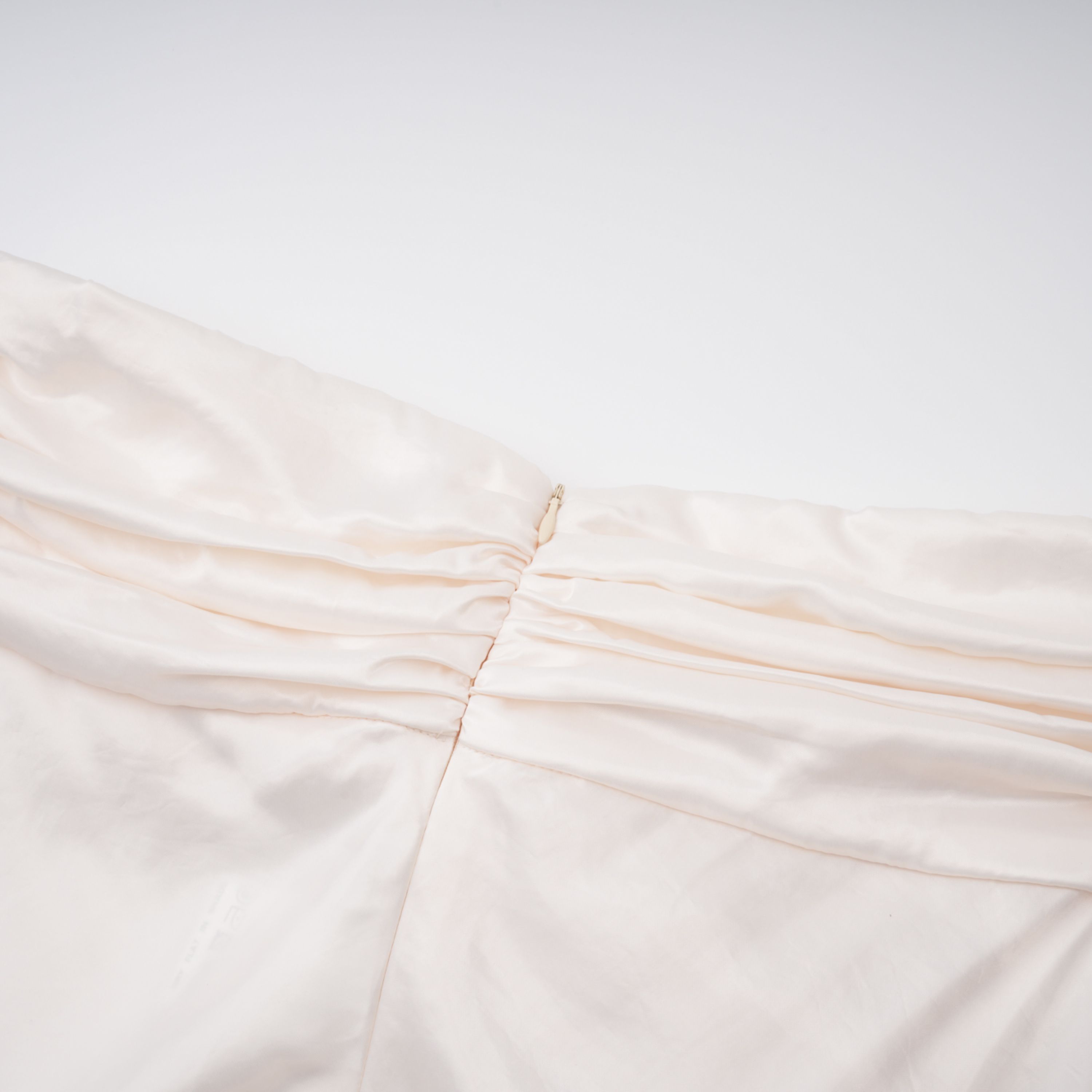 Lilla Beige Strapless Ruffled Satin Maxi Dress  (Final Sale-US Only)