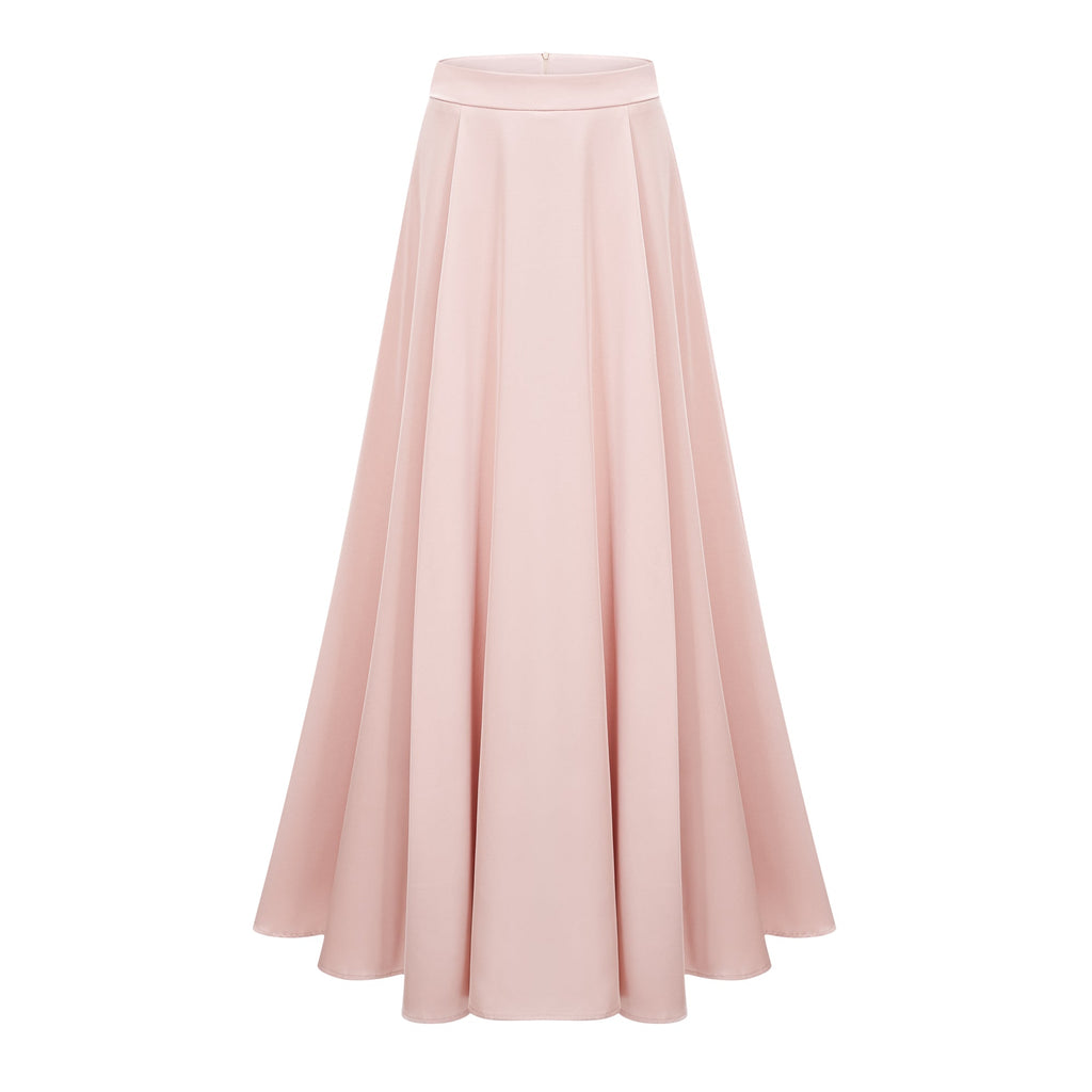 Everleigh Champagne Satin Top & Skirt Set With Cape Detail