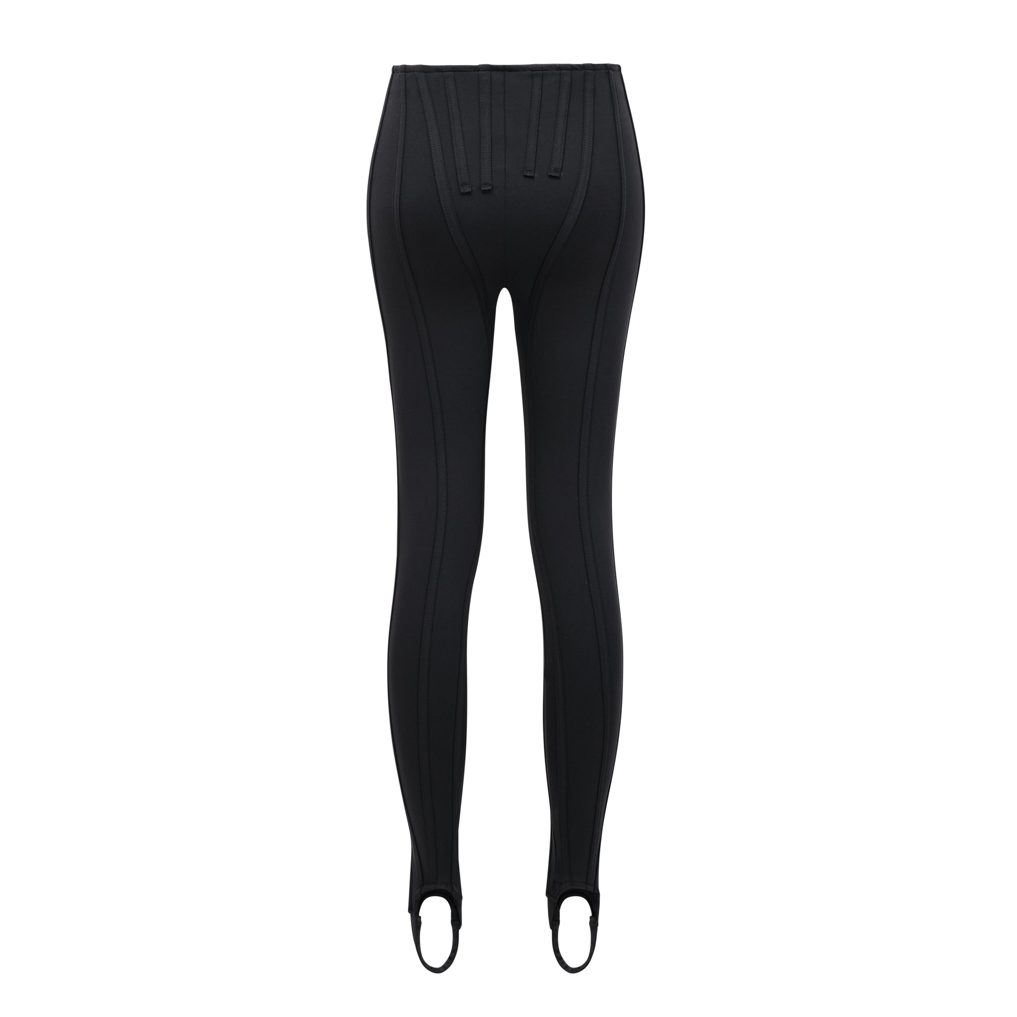 Leggings negros Bridal Cordelia con costuras decorativas en las piernas, ajustados y de tela suave.