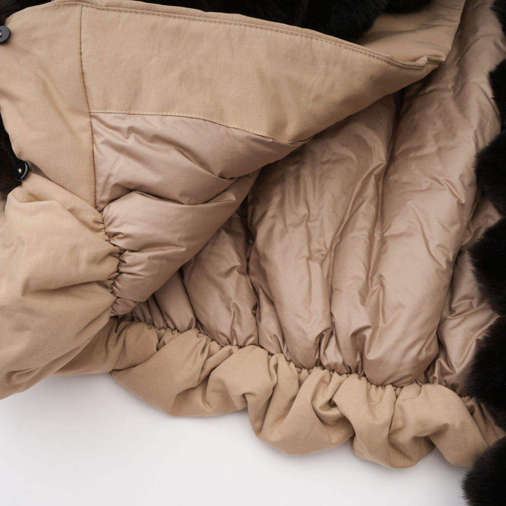 Ileana Khaki Fur Trim Bubble Down Jacket