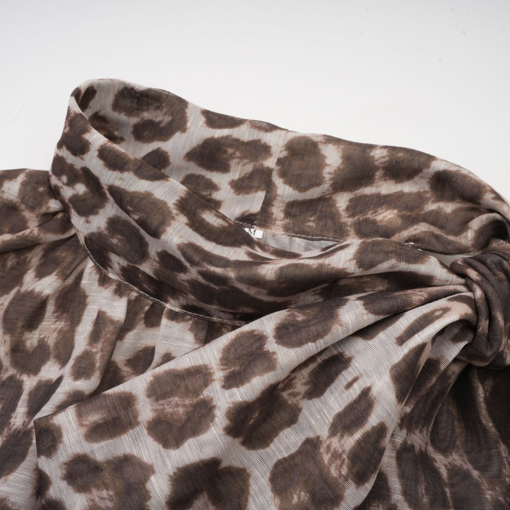Belle leopard-print oversize-sleeved blouse (Final Sale-US Only)