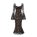 Vestido largo de encaje negro Marlene en estilo maxi, con vuelo y detalles elegantes, de la marca Final Sale.