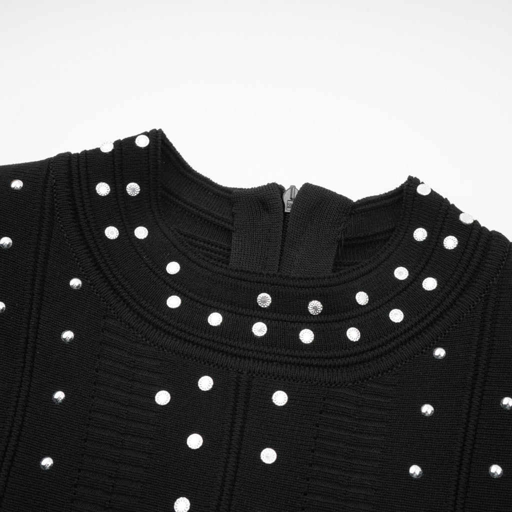 Fabienne Black Embellished Ruffled Knit Mini Dress (Final Sale-US Only)