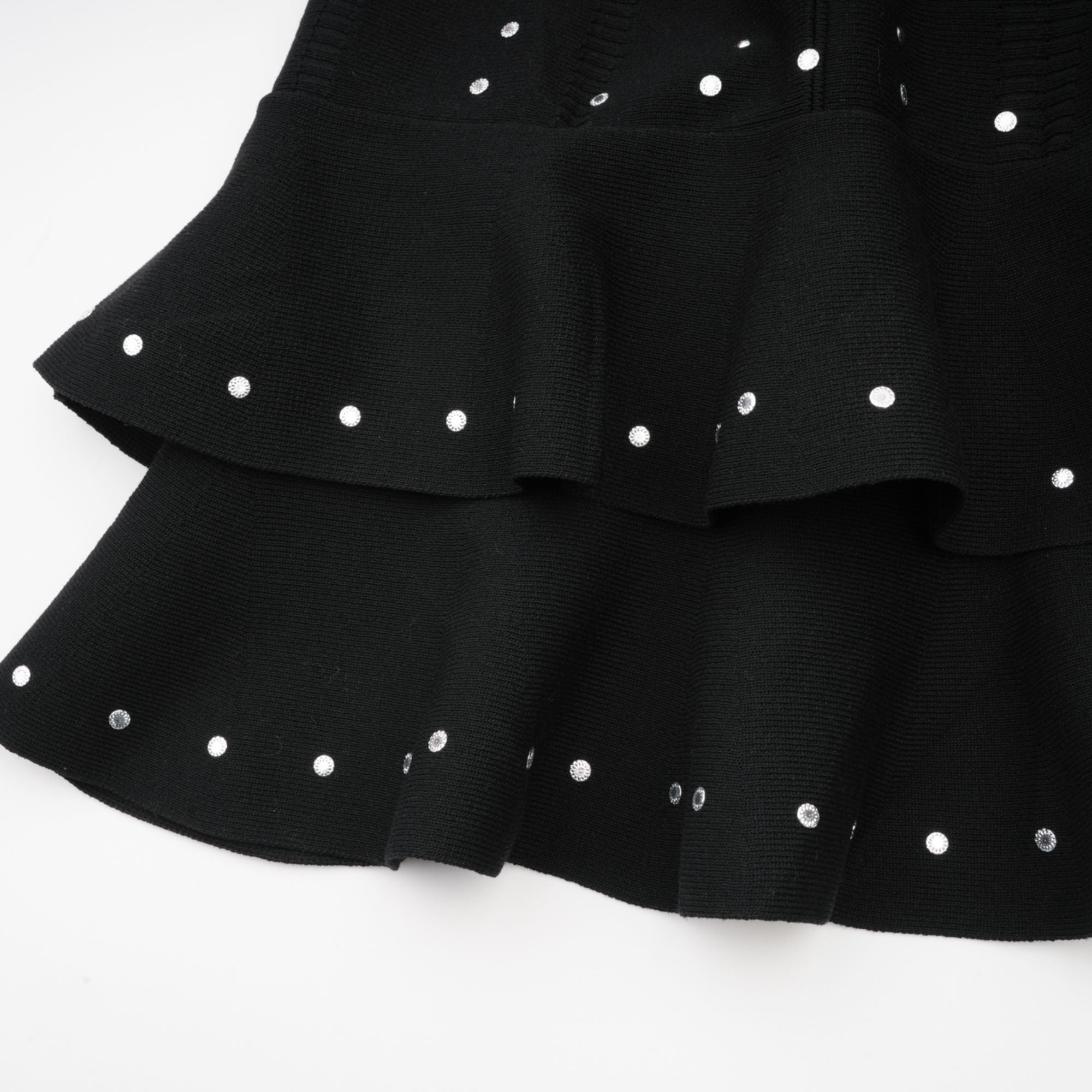 Fabienne Black Embellished Ruffled Knit Mini Dress (Final Sale-US Only)