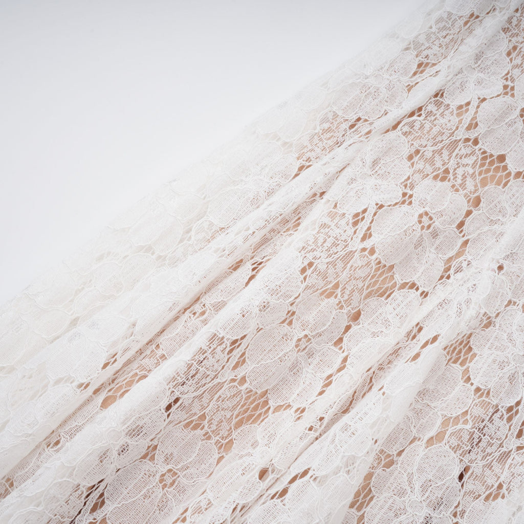 Bronte White Pleated Floral Lace Midi Dress (Final Sale-US Only)