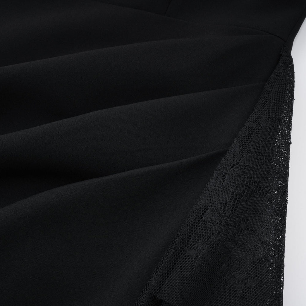Bernadette black lace-panell asymmetrical midi dress (Final Sale-US Only)