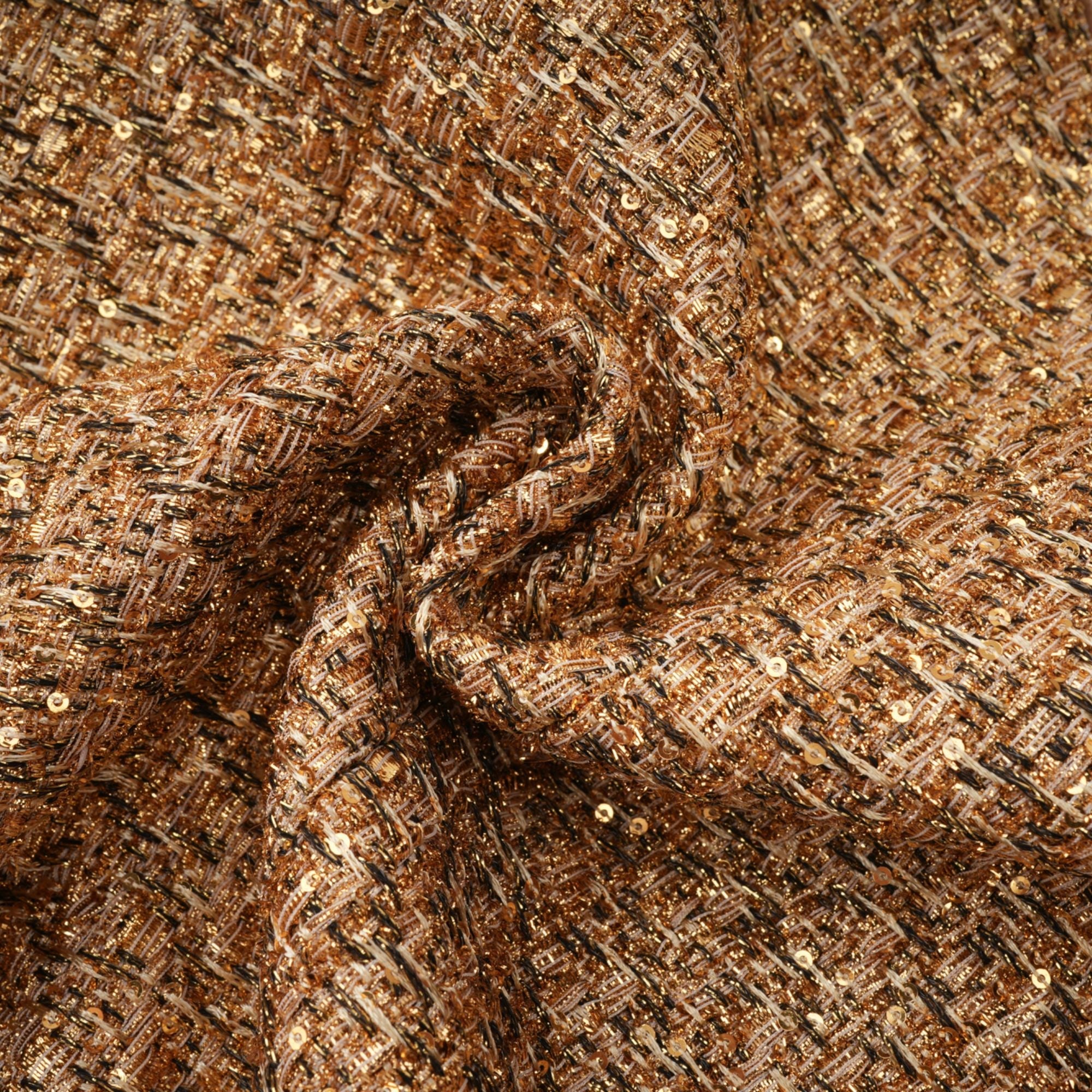Chaqueta de tweed dorado con lentejuelas Clothilde de Final Sale, vista frontal con detalles brillantes y textura de tela.