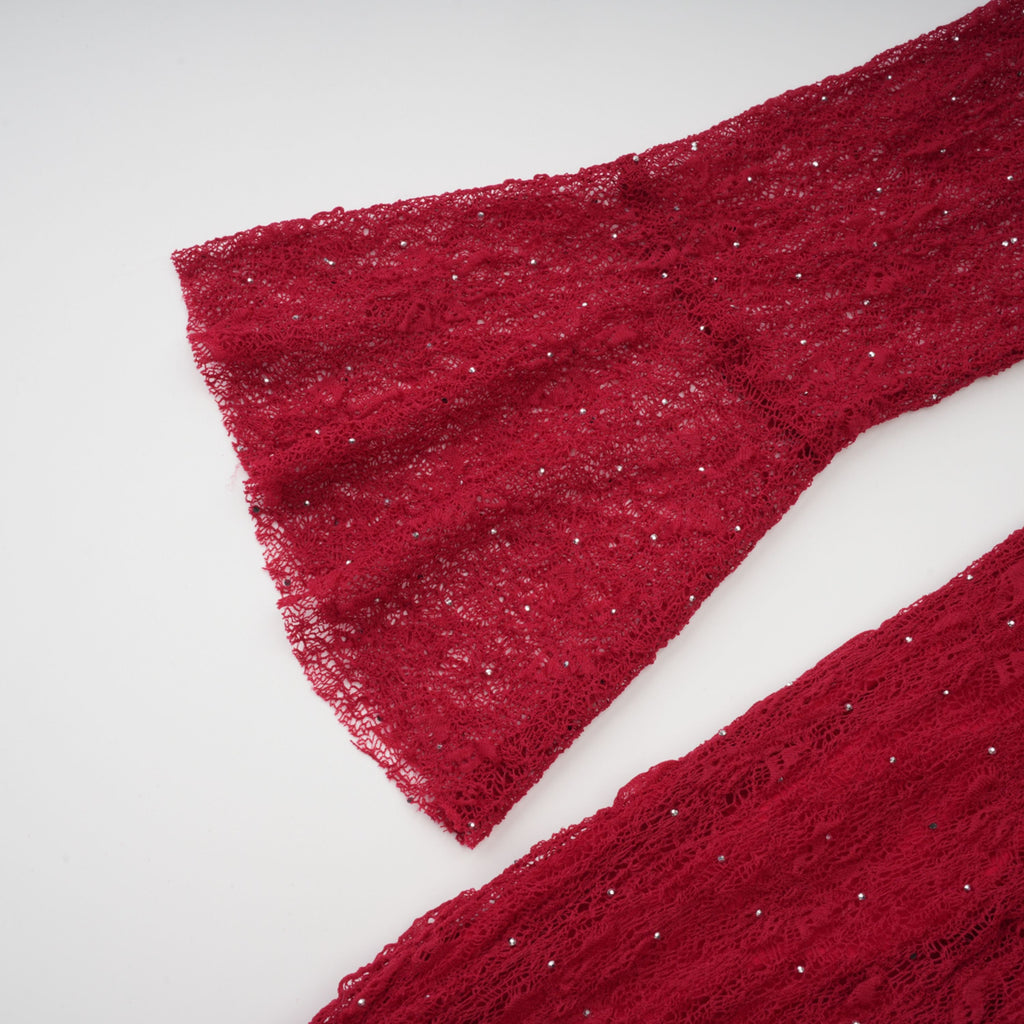 Justyna Red Rhinestone Guipure Lace Maxi Dress  (Final Sale-US Only)