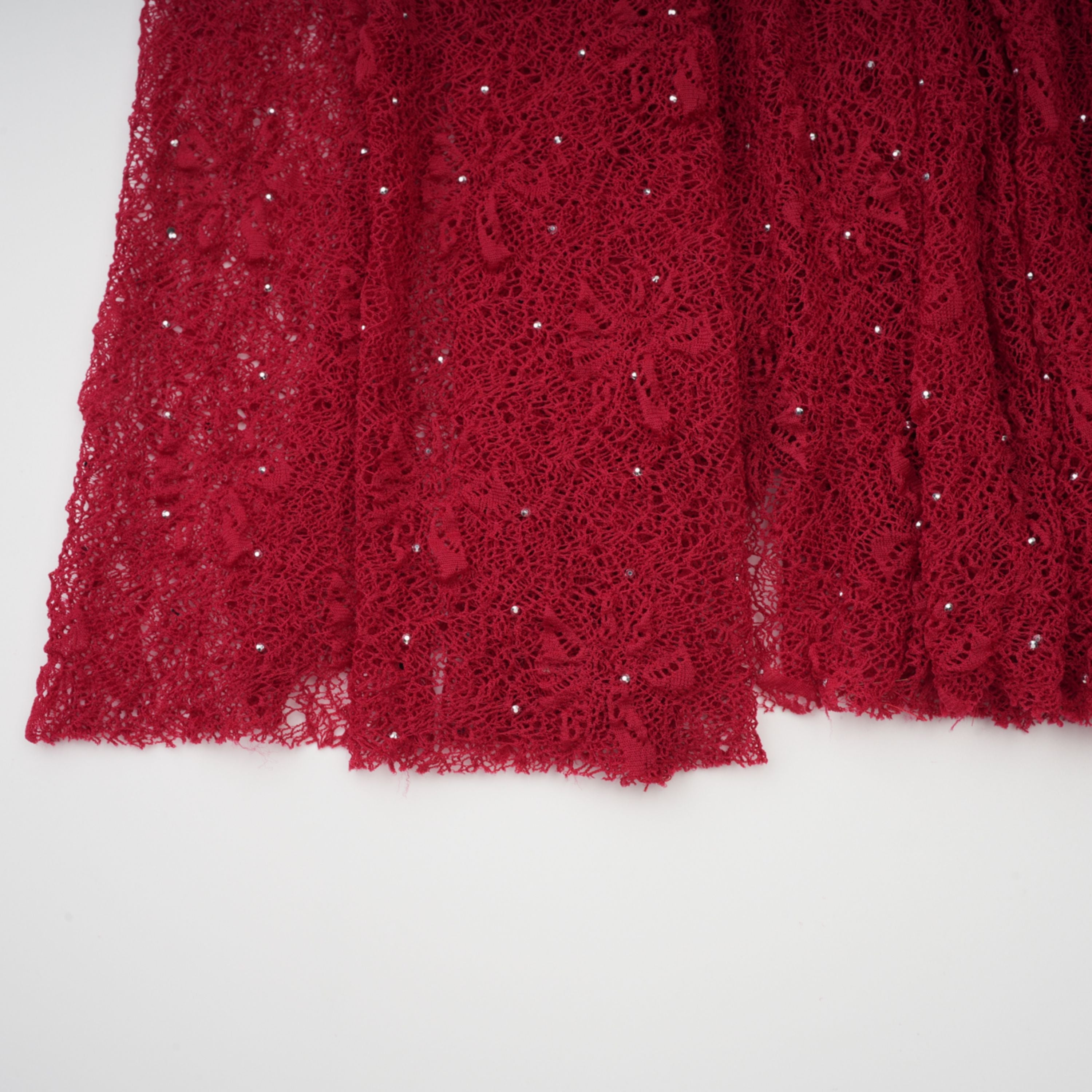 Justyna Red Rhinestone Guipure Lace Maxi Dress  (Final Sale-US Only)
