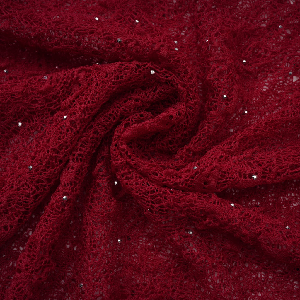 Justyna Red Rhinestone Guipure Lace Maxi Dress  (Final Sale-US Only)