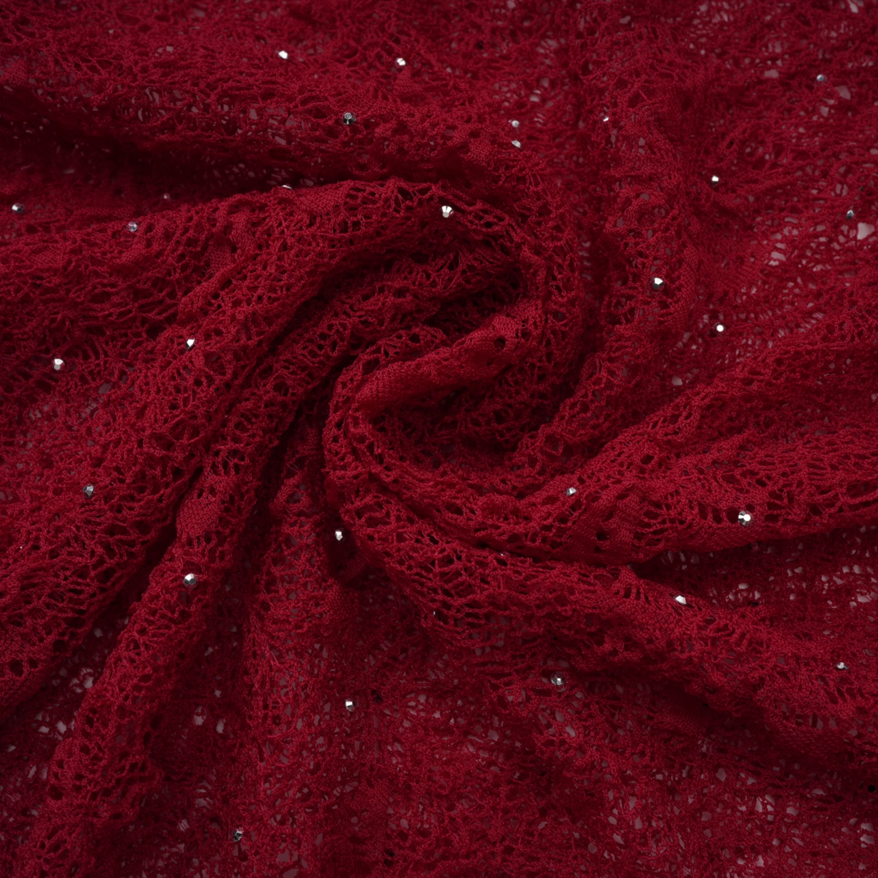Justyna Red Rhinestone Guipure Lace Maxi Dress  (Final Sale-US Only)