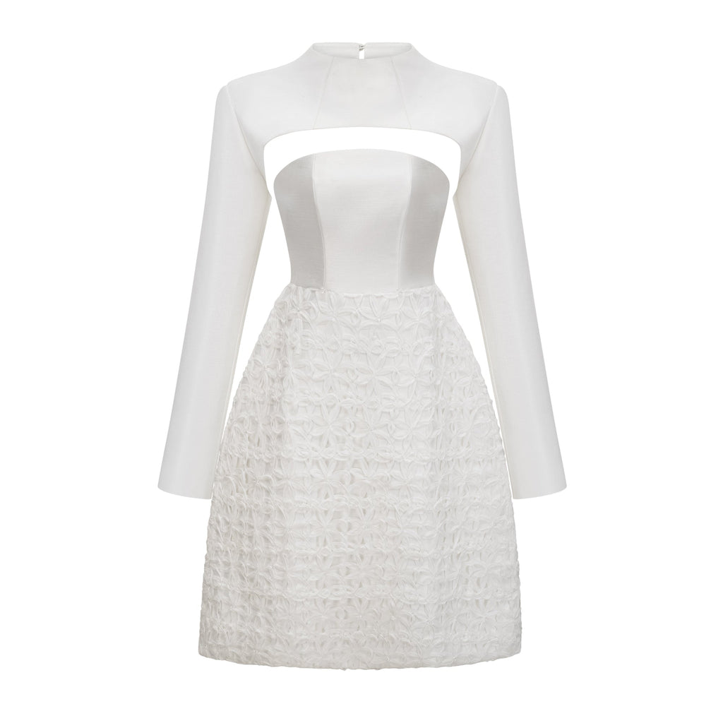 Dulcie White Floral Jacquard Shawl & Dress Set (Final Sale)