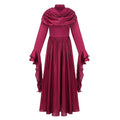 Danuta Burgundy Ruched Pleated Maxi Dress (Final Sale-US Only)