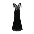 Vestido largo de terciopelo con adornos Audrey, abierto en la espalda, de la marca Final Sale.
