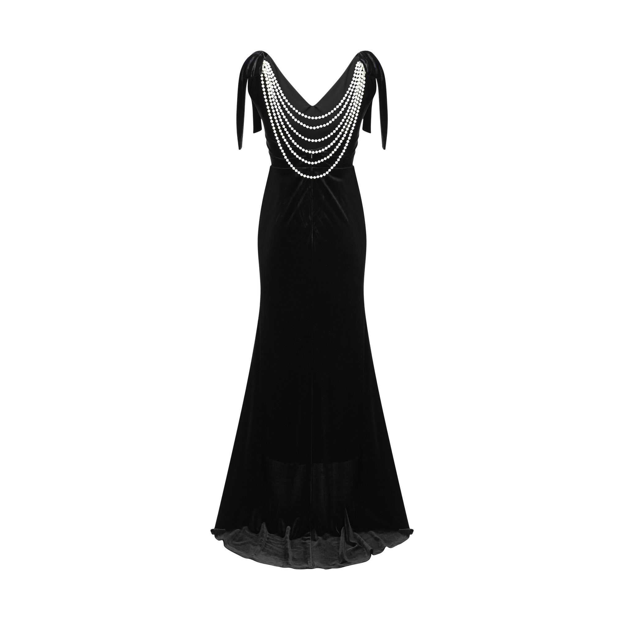 Vestido largo de terciopelo con adornos Audrey, abierto en la espalda, de la marca Final Sale.
