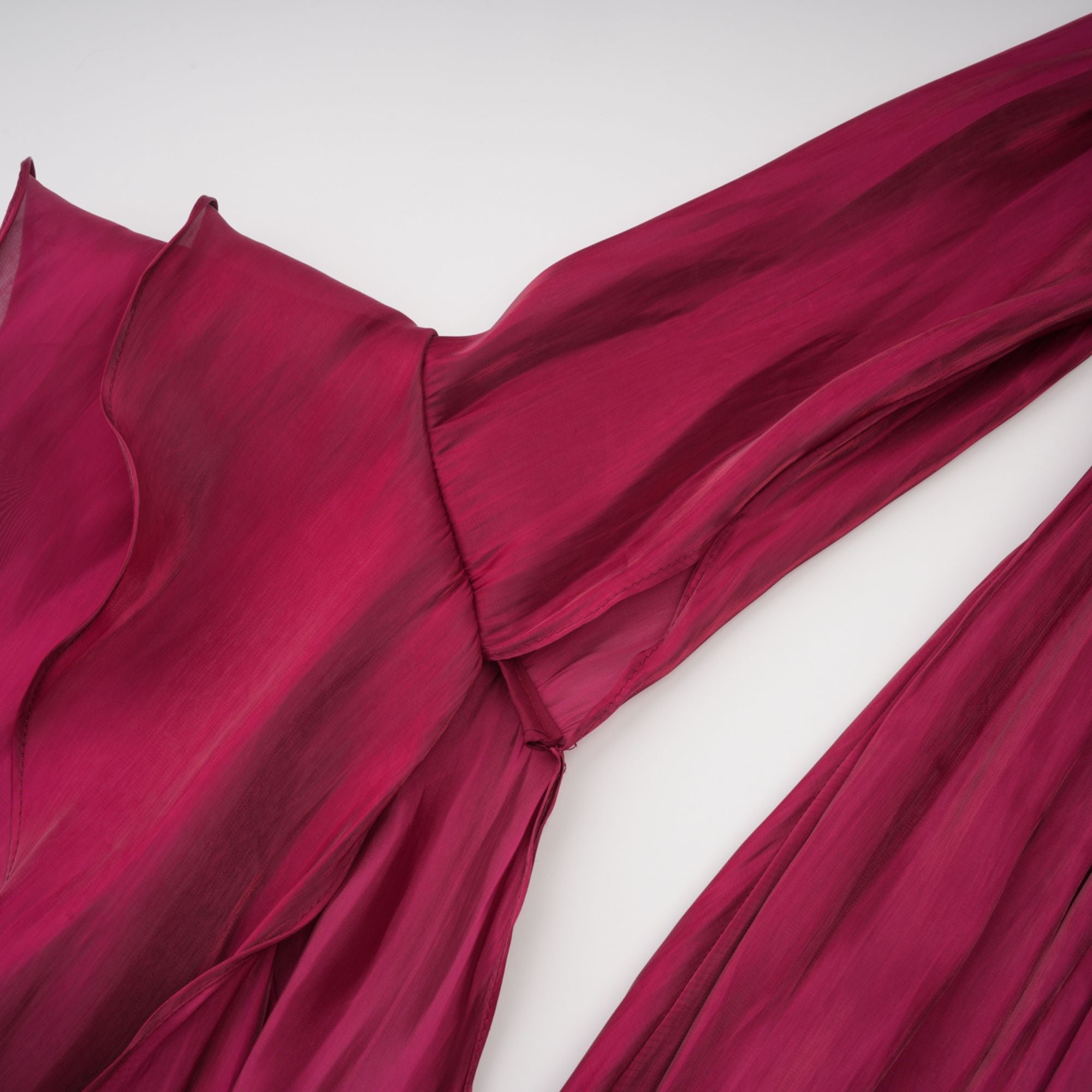 Danuta Burgundy Ruched Pleated Maxi Dress (Final Sale-US Only)