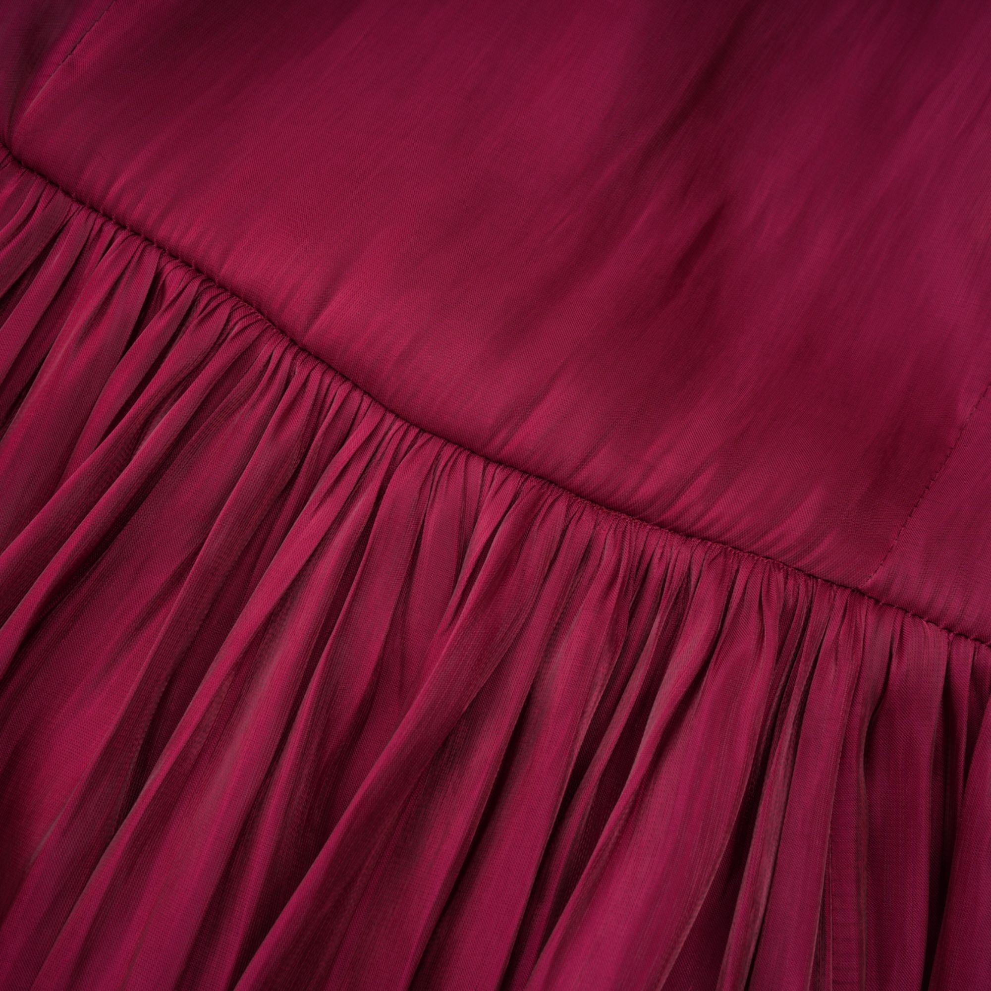 Danuta Burgundy Ruched Pleated Maxi Dress (Final Sale-US Only)