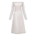 Gelsomina White Gathered Crepe Midi Dress (Final Sale-US Only)
