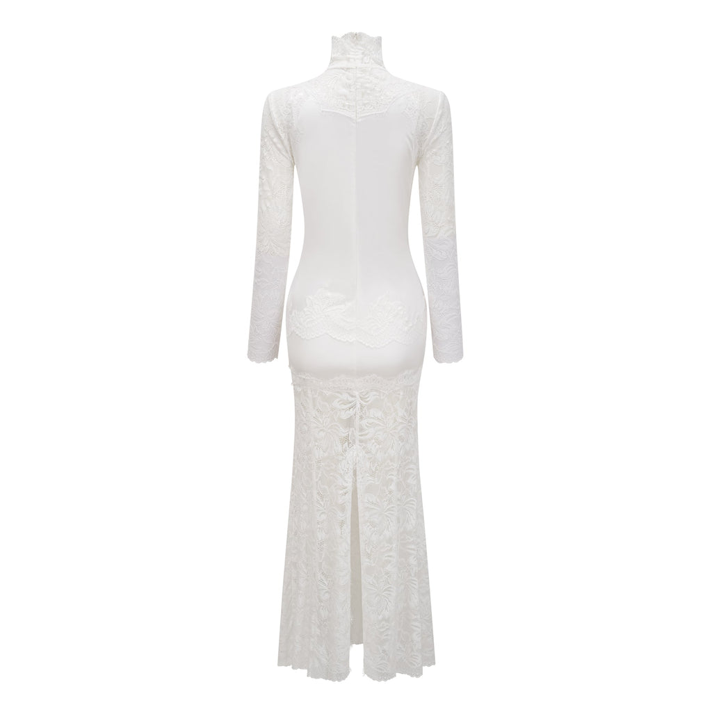 Airelle White Satin Panel Lace Maxi Dress (Final Sale-US Only)
