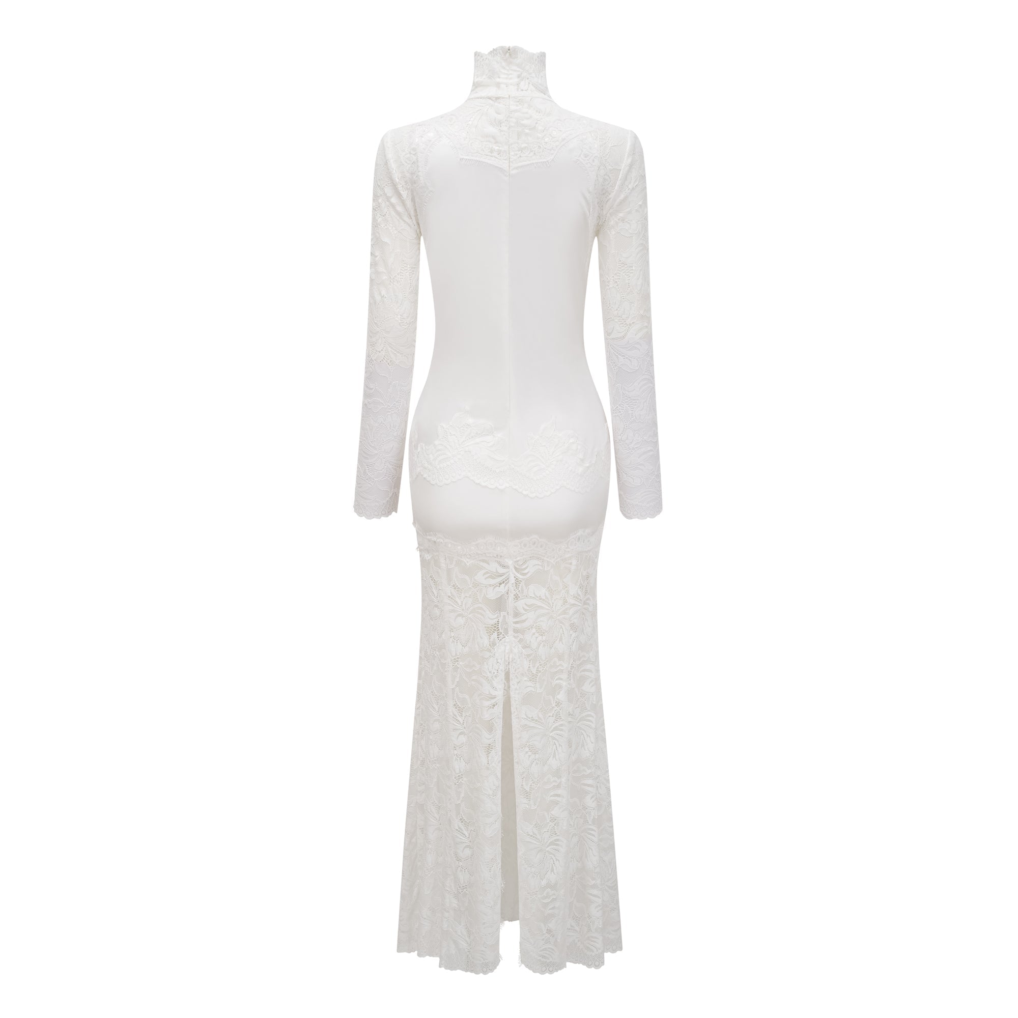 Airelle White Satin Panel Lace Maxi Dress (Final Sale-US Only)