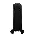 Vestido largo negro Yseult con adornos brillantes, maxi vestido de moda elegante y sofisticada para ocasiones especiales.
