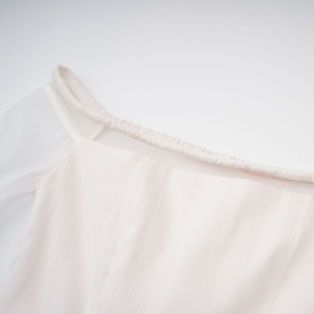 Gelsomina White Gathered Crepe Midi Dress (Final Sale-US Only)