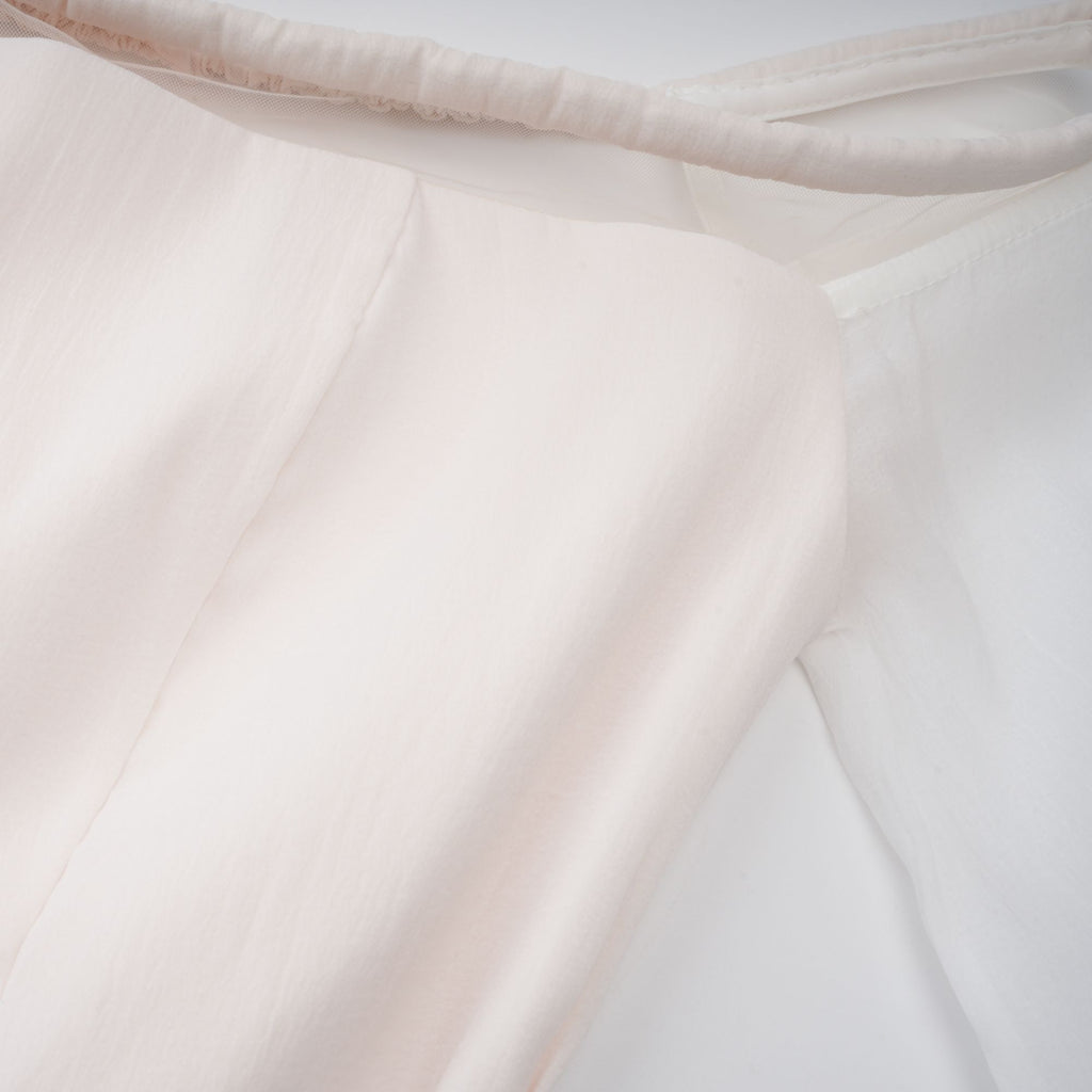Gelsomina White Gathered Crepe Midi Dress (Final Sale-US Only)