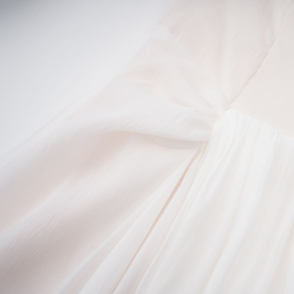 Gelsomina White Gathered Crepe Midi Dress (Final Sale-US Only)