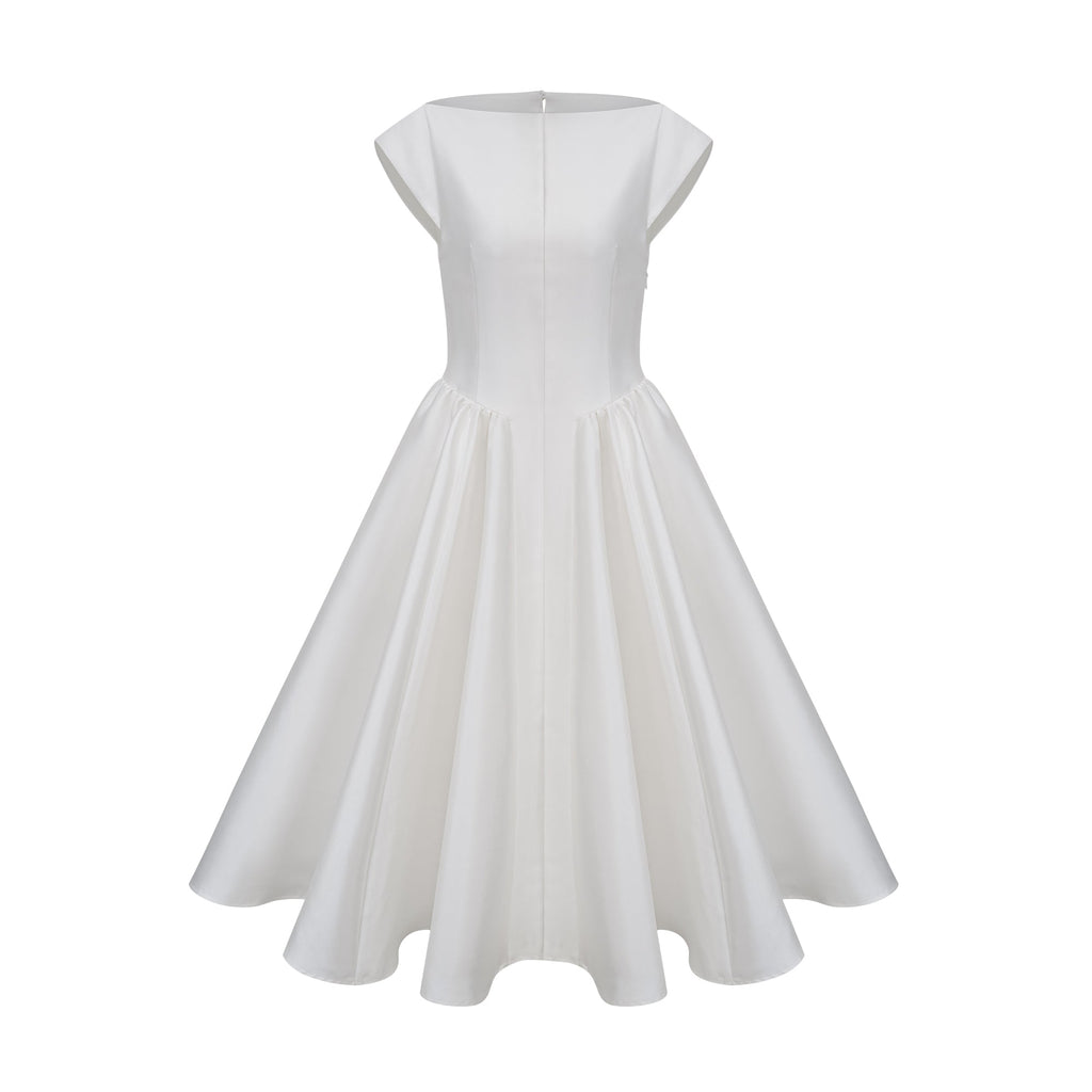 Amandine white open-back cap-sleeve midi dress (Final Sale-US Only)