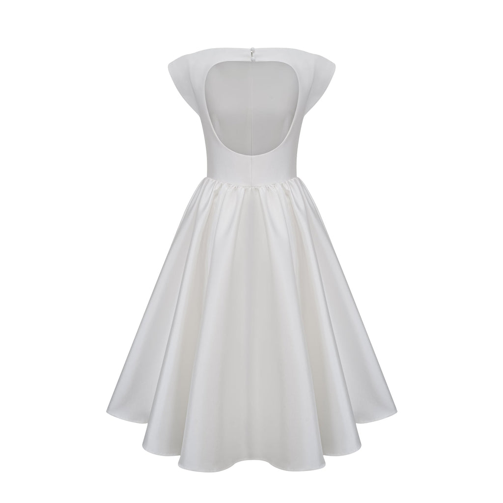 Amandine white open-back cap-sleeve midi dress (Final Sale-US Only)