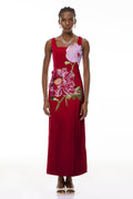 Damaris Red Floral Embroidered Maxi Dress