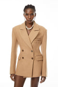 Dorina Khaki Double Breasted Blazer