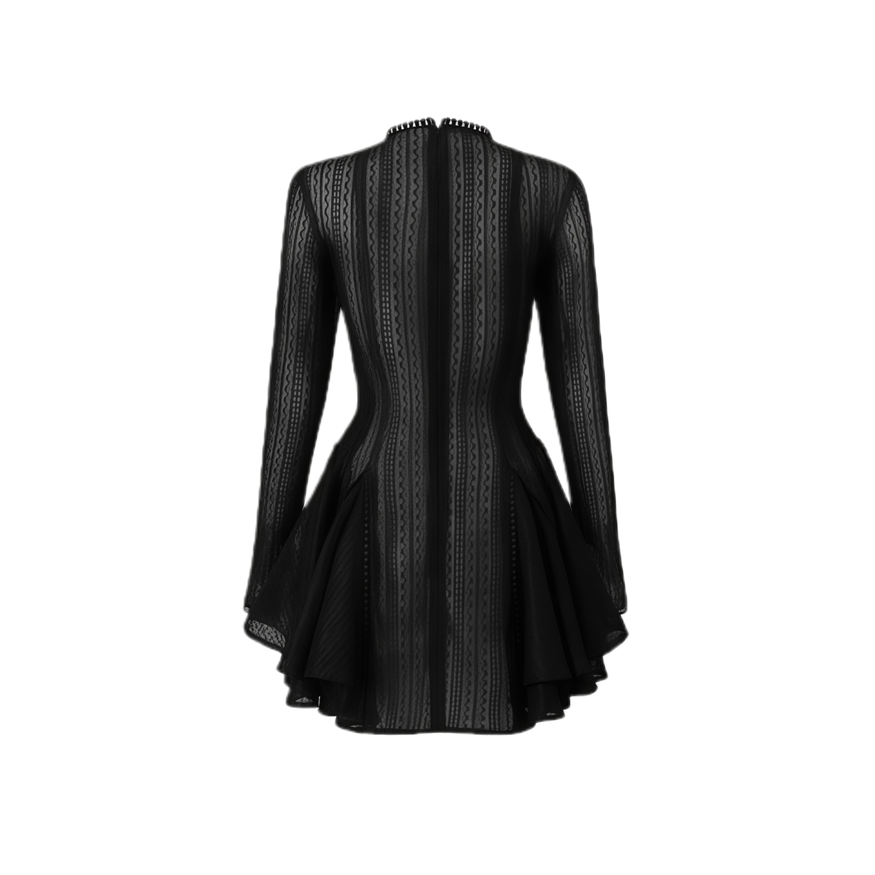 Hallie Black Layered Design Puff Mini Dress