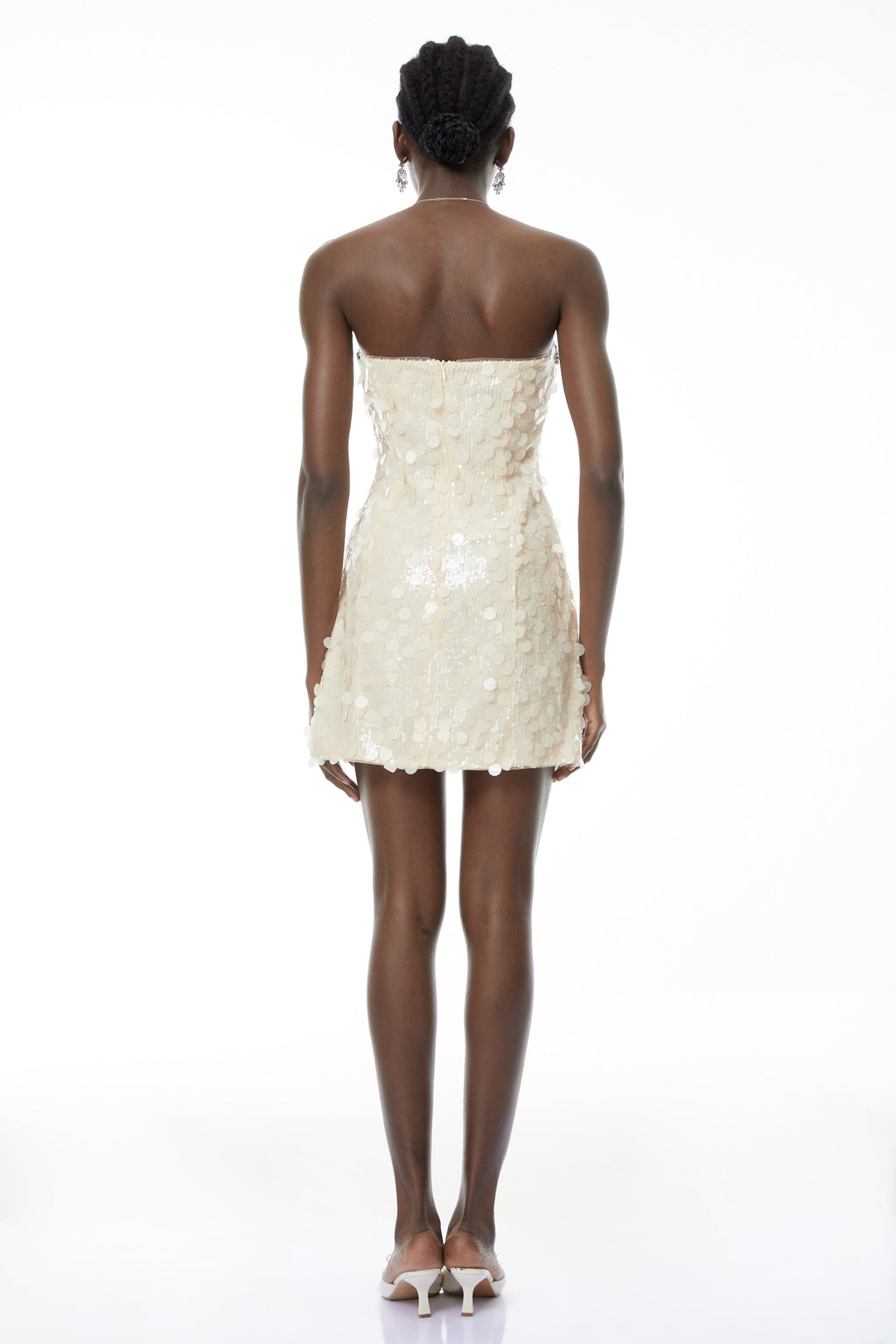 Elliana Cream White Sequin Mini Dress