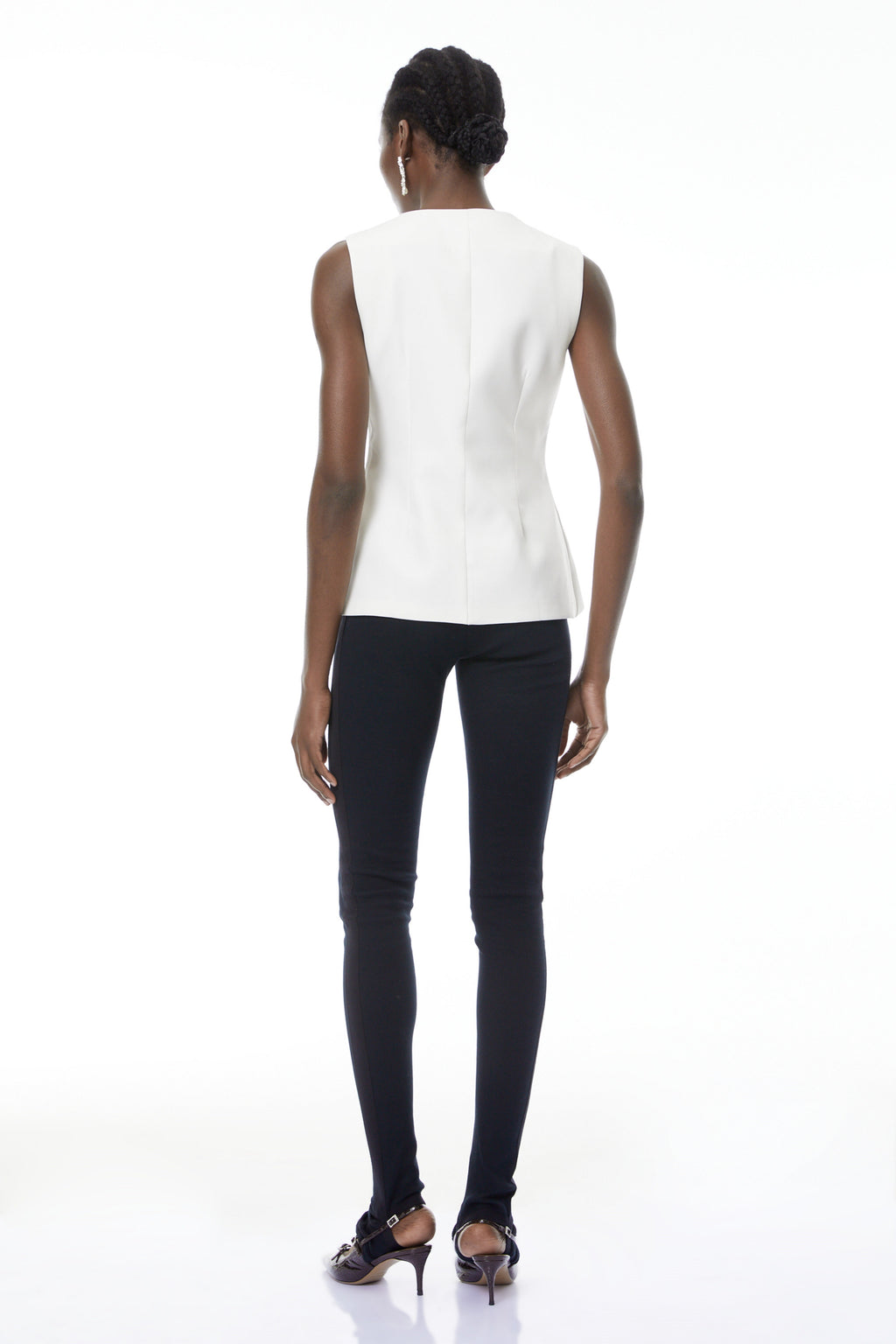 Emma White Waistcoat with Gold Buttons