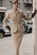 Gracie Grey Double-Breasted Jacket & Skirt Set