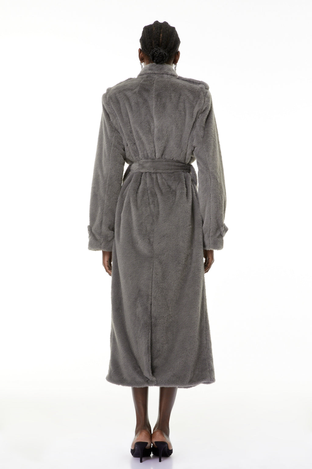 Gugulethu Grey Faux Fur Long Coat