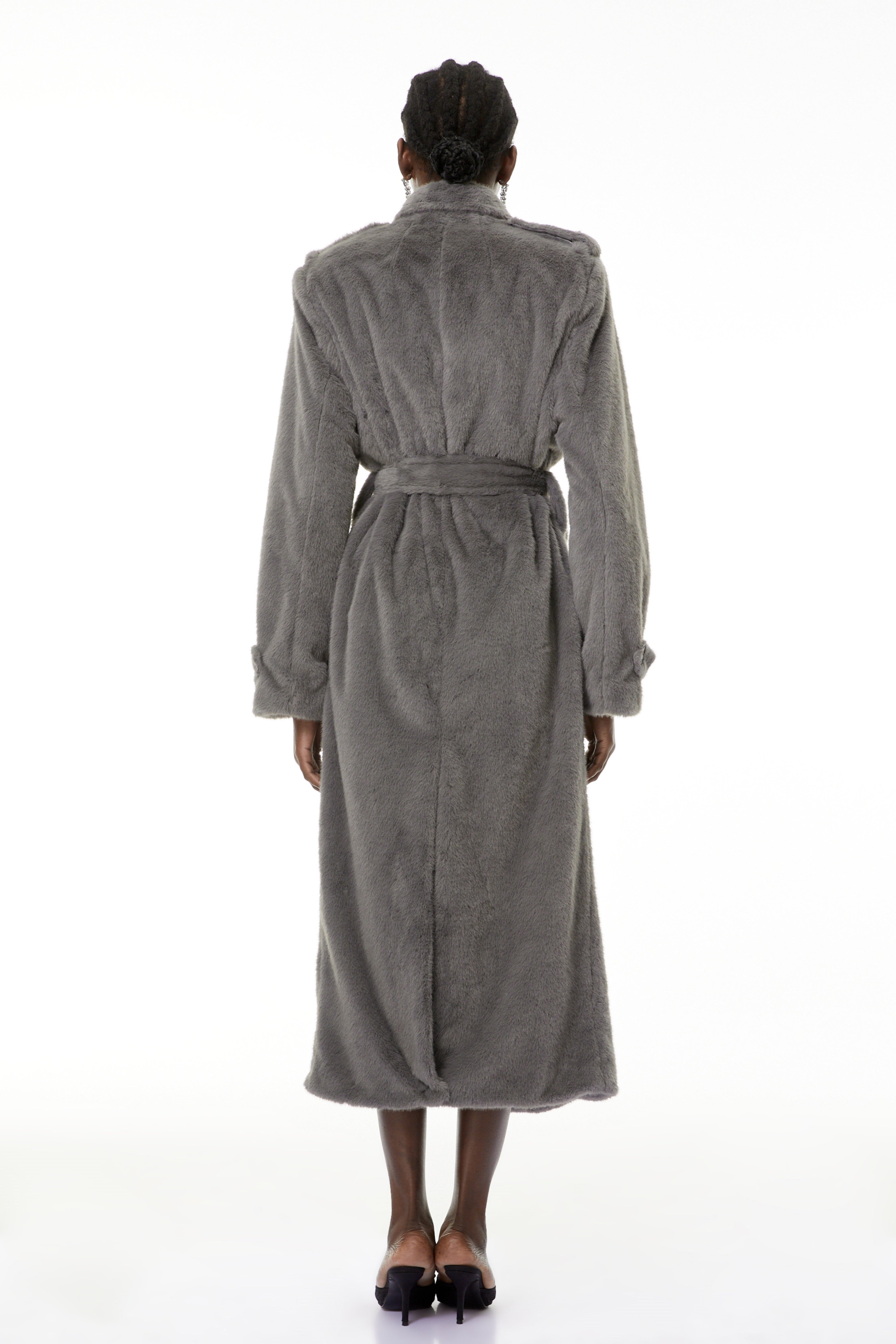 Gugulethu Grey Faux Fur Long Coat