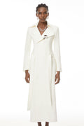 Hazel White Embellished Long Coat