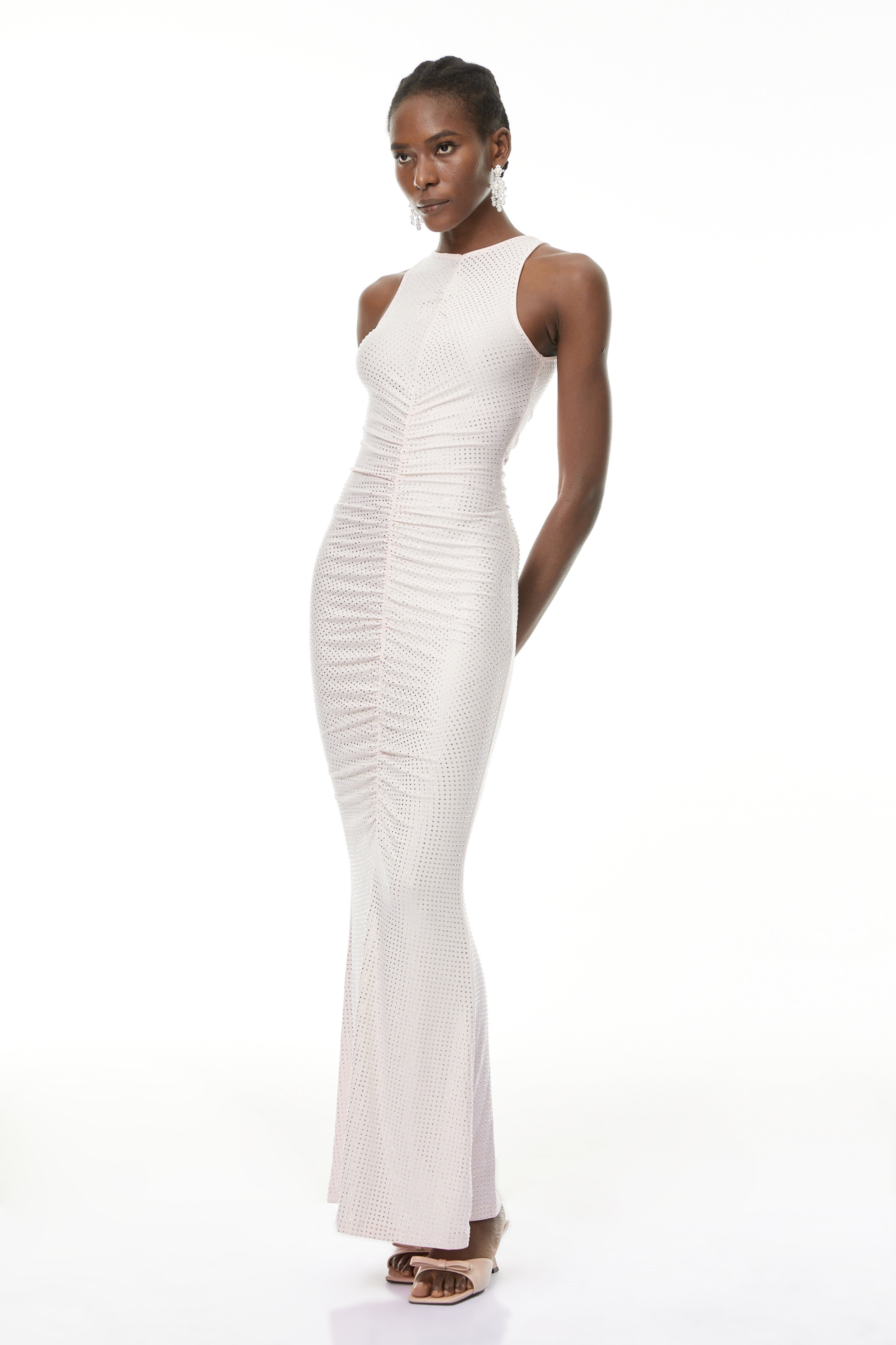 Ida Pink Rhinestone Corset Maxi Dress