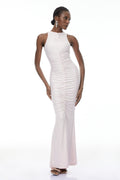 Ida Pink Rhinestone Corset Maxi Dress