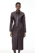 Iris Purple Leather Midi Dress