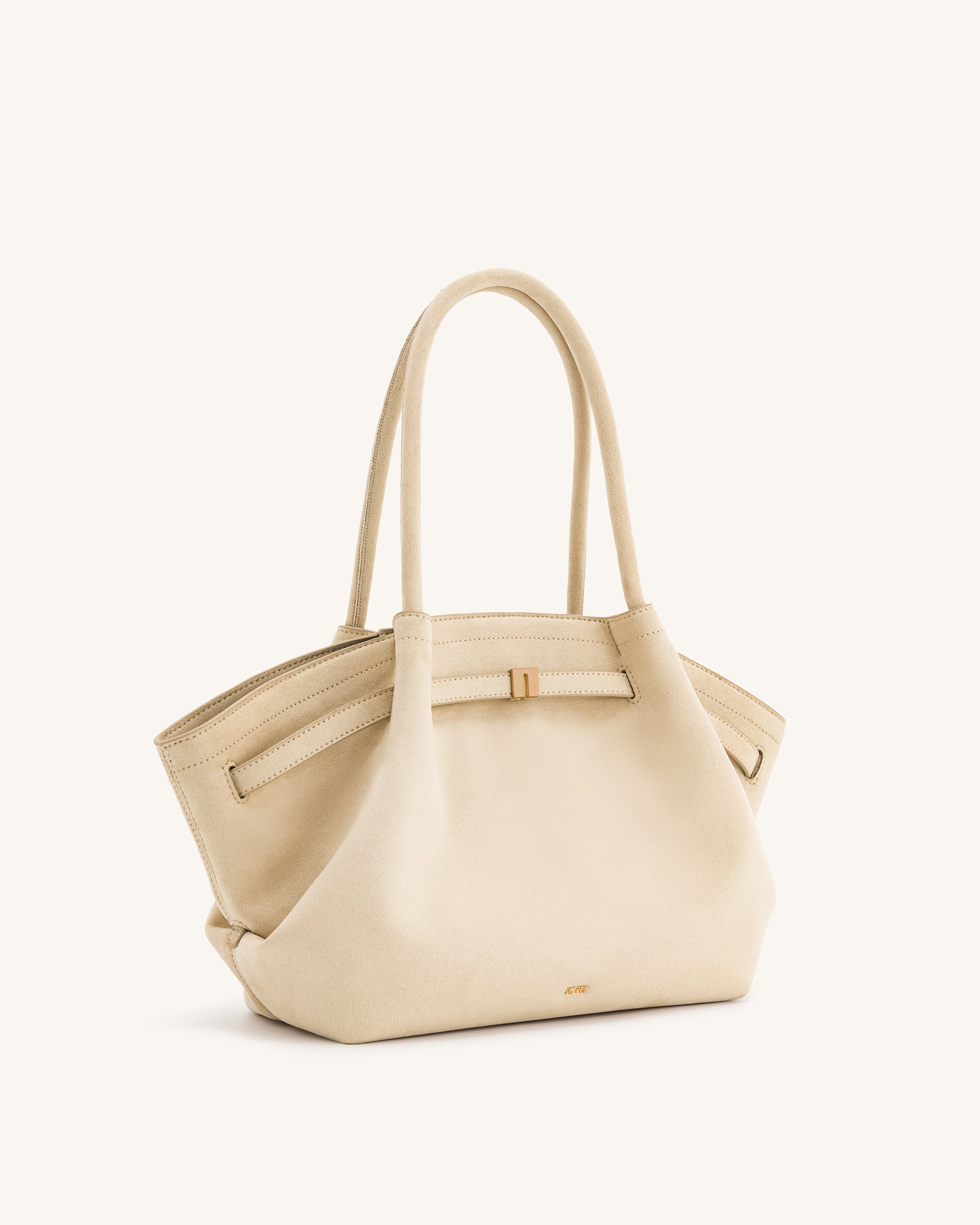 Bolso tote medio Hana de piel sintética color blanco roto de JW PEI, con asas y diseño elegante.