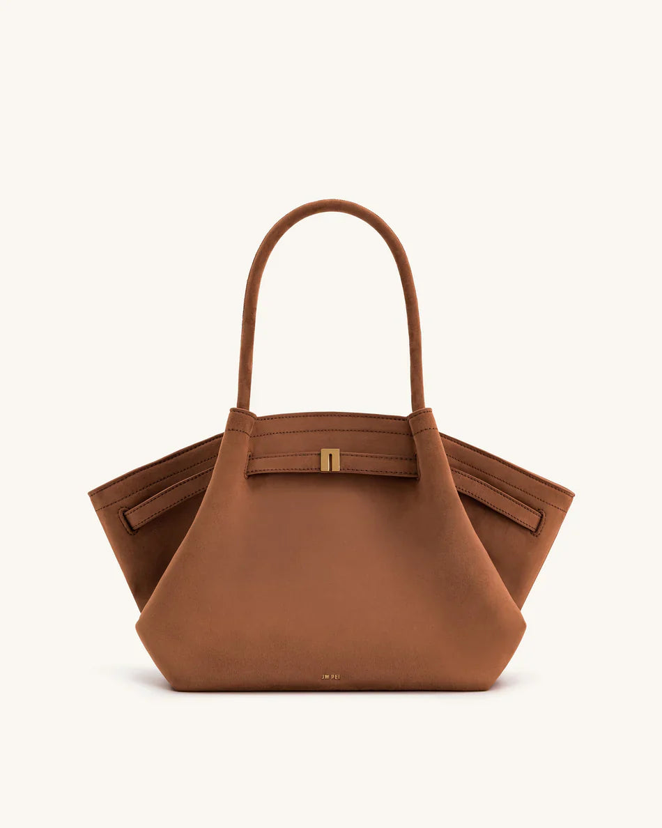 Hana Medium Synthetic Suede Tote Bag – Dark Olive Green - Angela Puerto