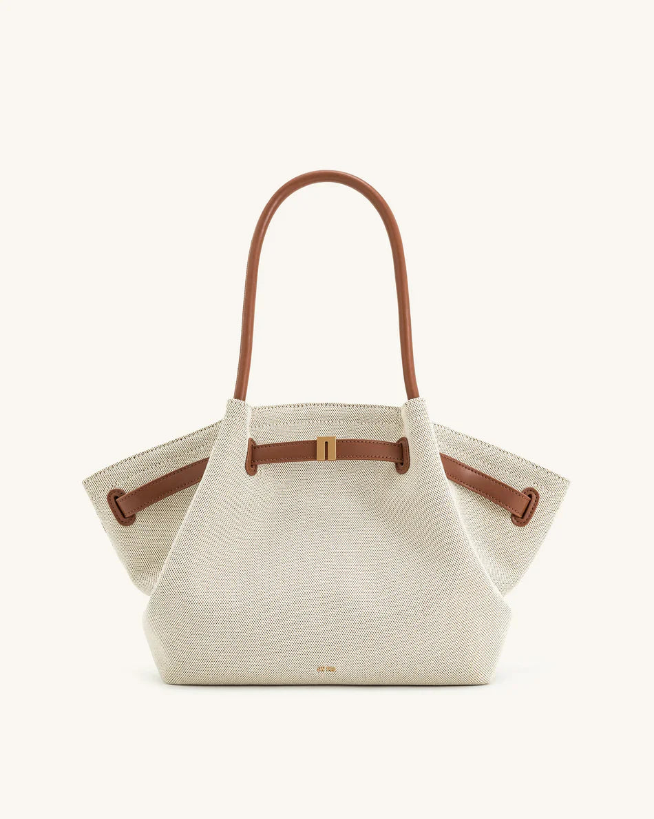 Hana Medium Synthetic Suede Tote Bag – Off-White - Angela Puerto
