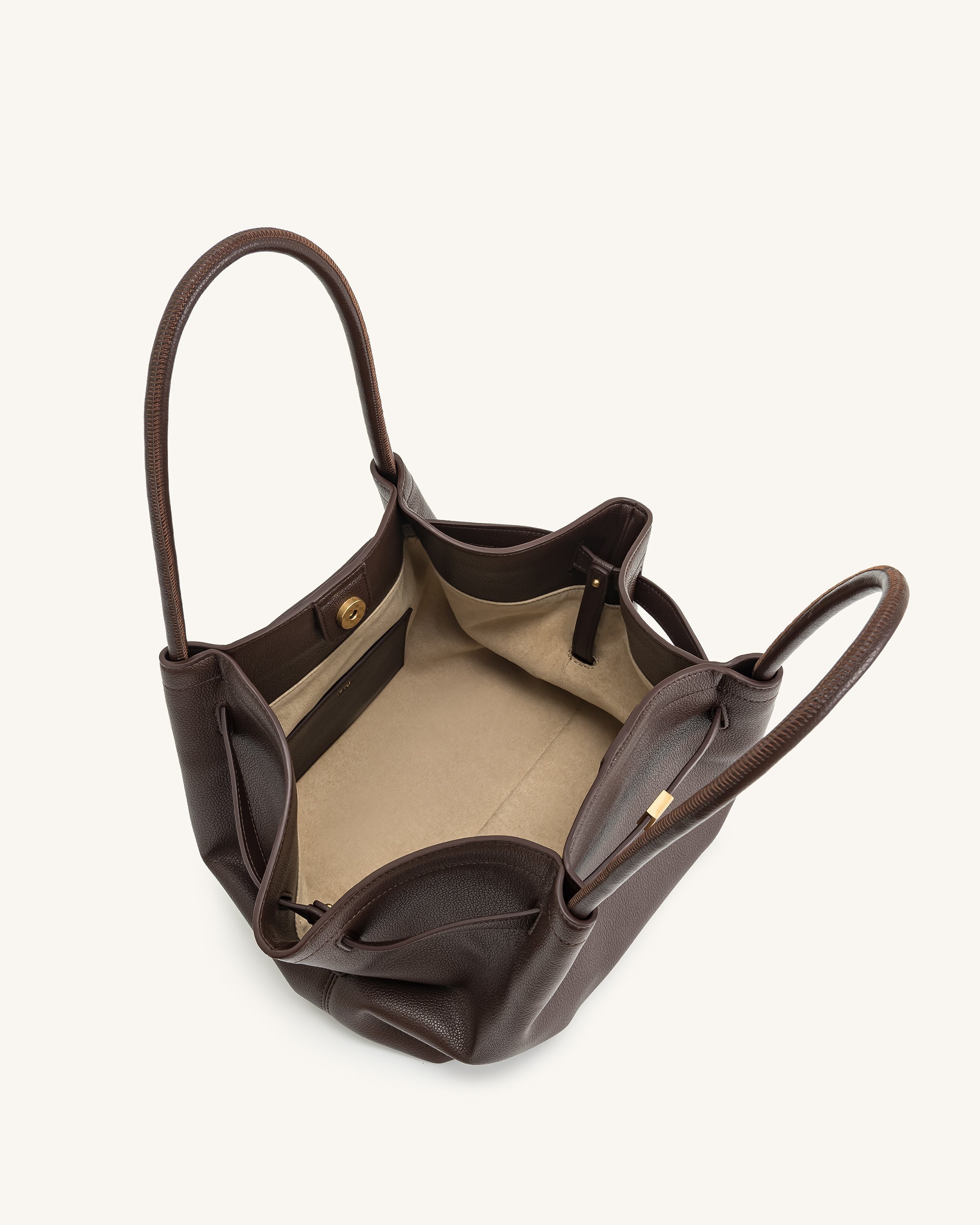 Hana Medium Synthetic Suede Tote Bag – Dark Olive Green - Angela Puerto