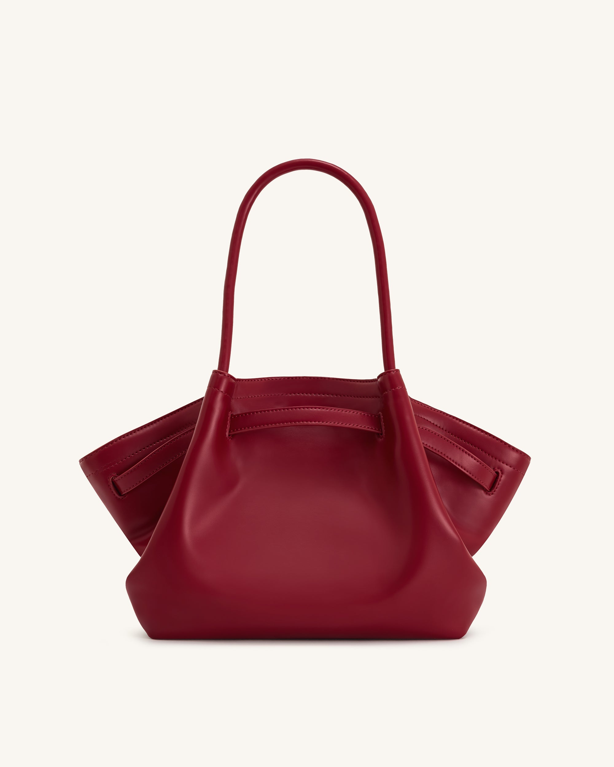 Mochila tote mediana JW PEI Hana en color burdeos, vista trasera mostrando asas y diseño elegante.