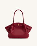 Bolso tote mediano Hana JW PEI en color claret, vista frontal con asas y detalles elegantes, estilo moderno y funcional.