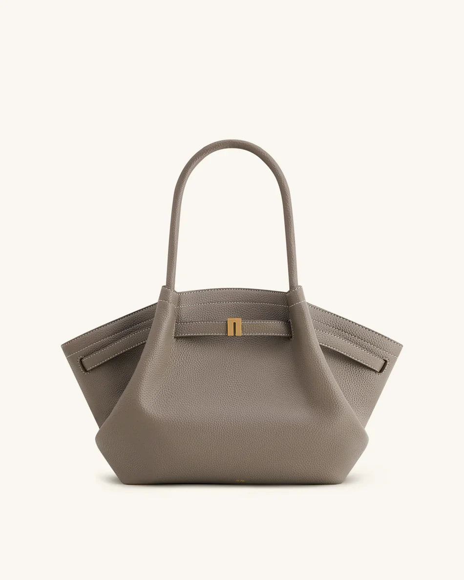 Hana Medium Synthetic Suede Tote Bag – Dark Olive Green - Angela Puerto