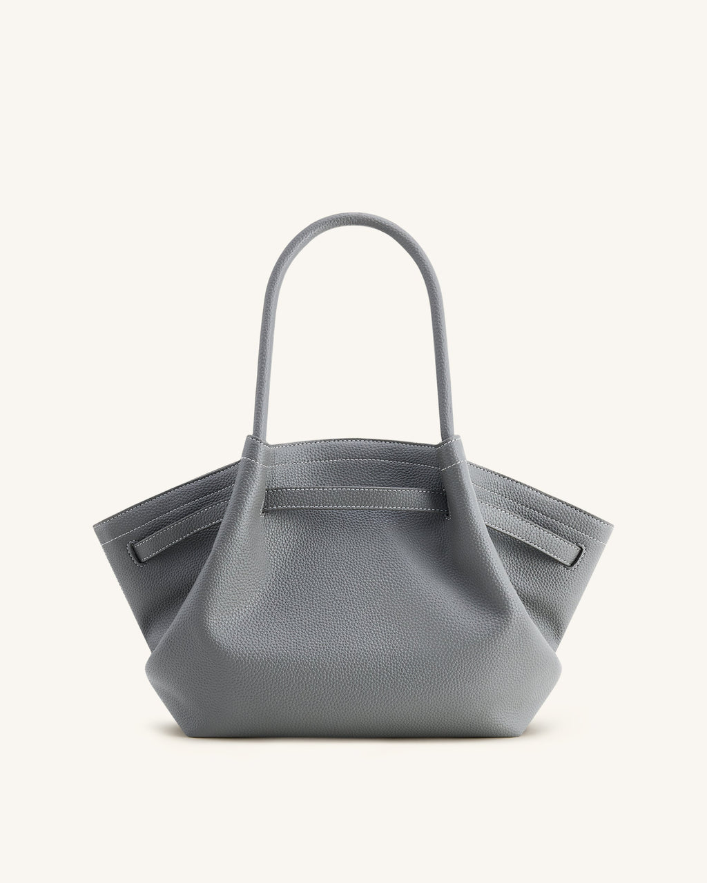 Mochila tote mediana Hana en gris pizarra de la marca JW PEI, vista trasera, con asas y detalles de diseño elegantes.